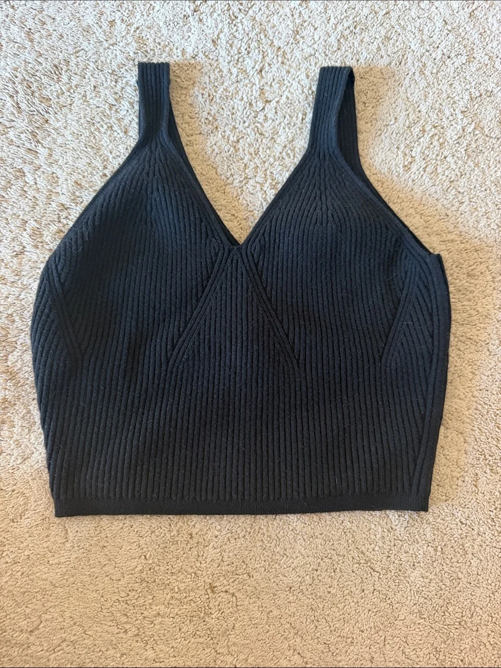 lululemon athletica Black Ribbed V-Neck Crop Top